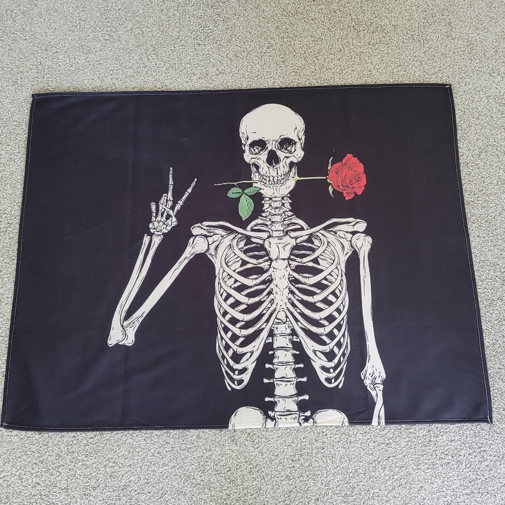 Skeleton + Rose Tapestry | 29 inch × 37 inch - Picture 3 of 5
